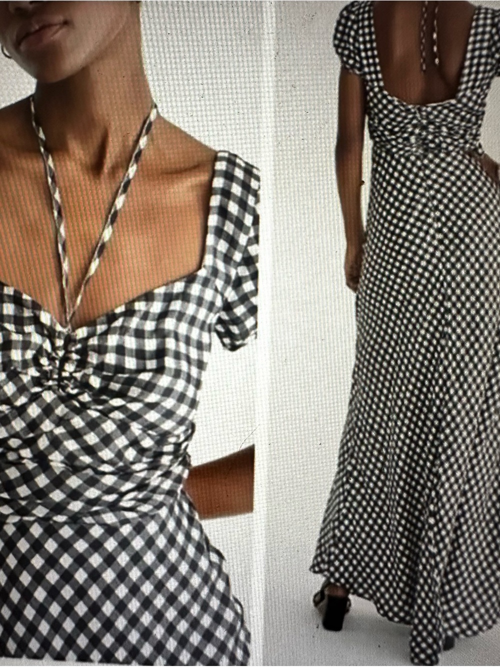 NWT J Crew Collection Black & White Gingham Maxi Dress with Sweetheart Neckline